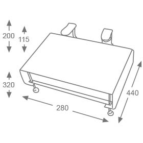 Dimensions du rehausseur de pédales de piano AP-22